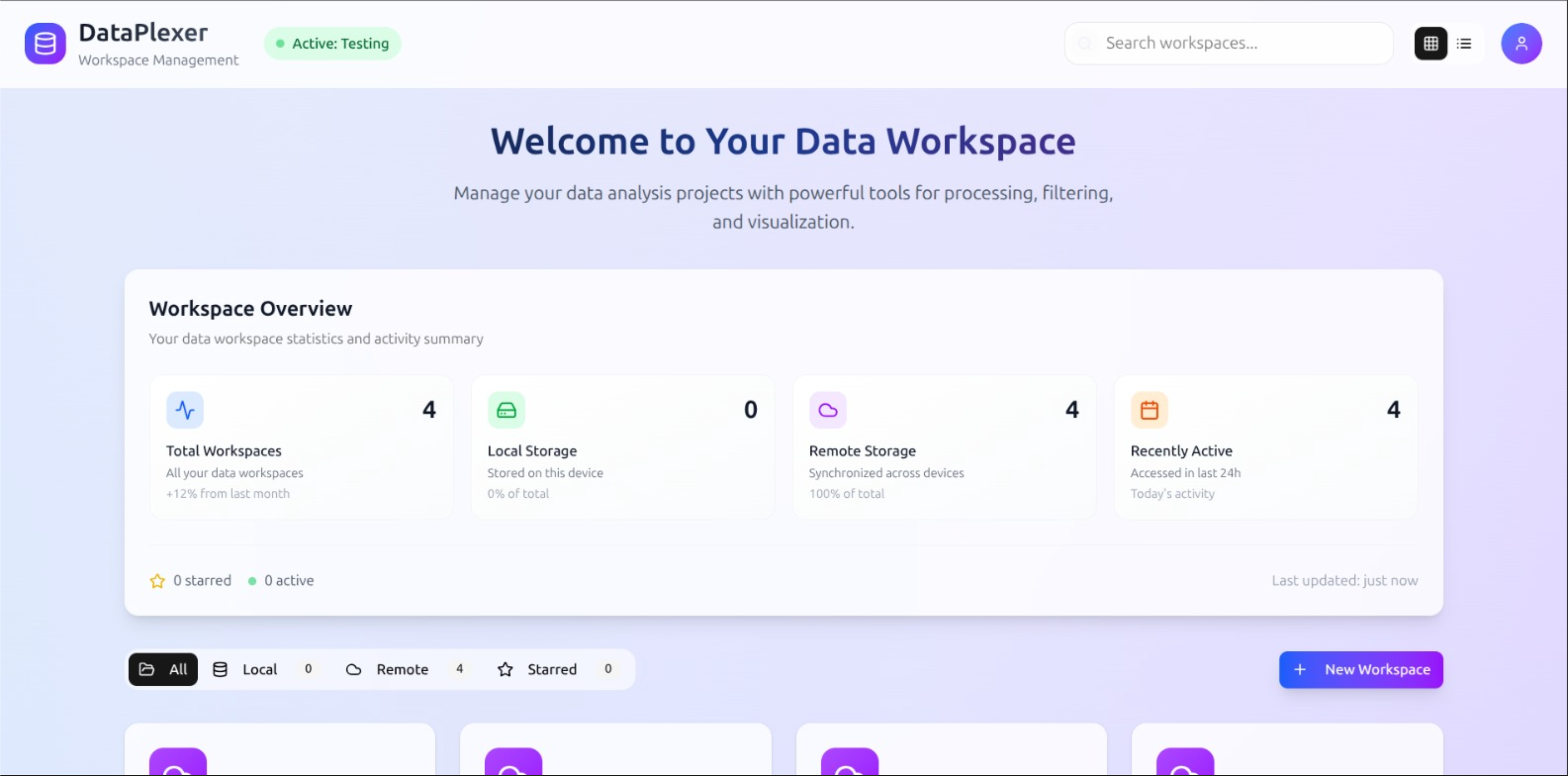 DATAPLEXER Dashboard Interface
